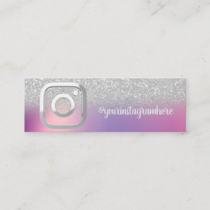 Carte De Visite Mini Moderne, Élégant Bokeh Argent Instagram Médias Soc
