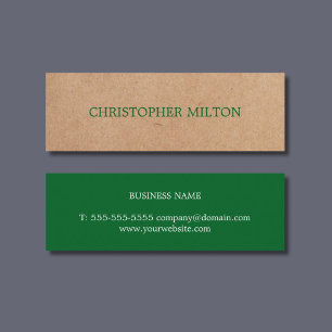 Carte De Visite Mini Moderne Élégant Vert Imprimé Kraft Consultant