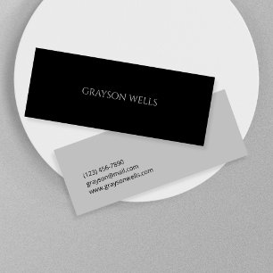 Carte De Visite Mini Moderne minimaliste noir et gris professionnel