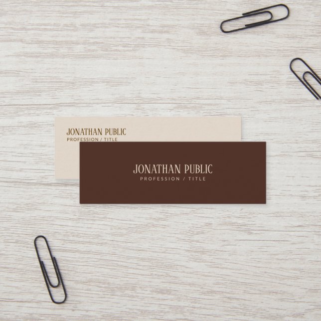Carte De Visite Mini Moderne modèle marron et beige mini sur mesure de  (Devant/Arrière en situation)