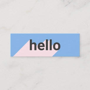 Carte De Visite Mini Moderne pastel bleu rose tendance hello typographi