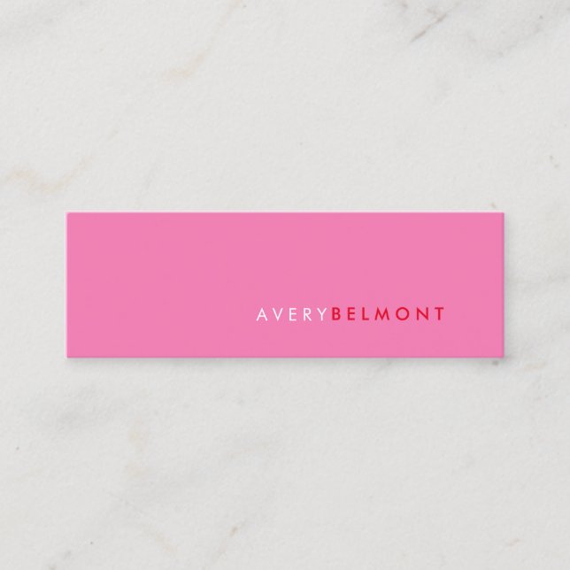 Carte De Visite Mini Moderne Pink Simple Professionnel (Devant)