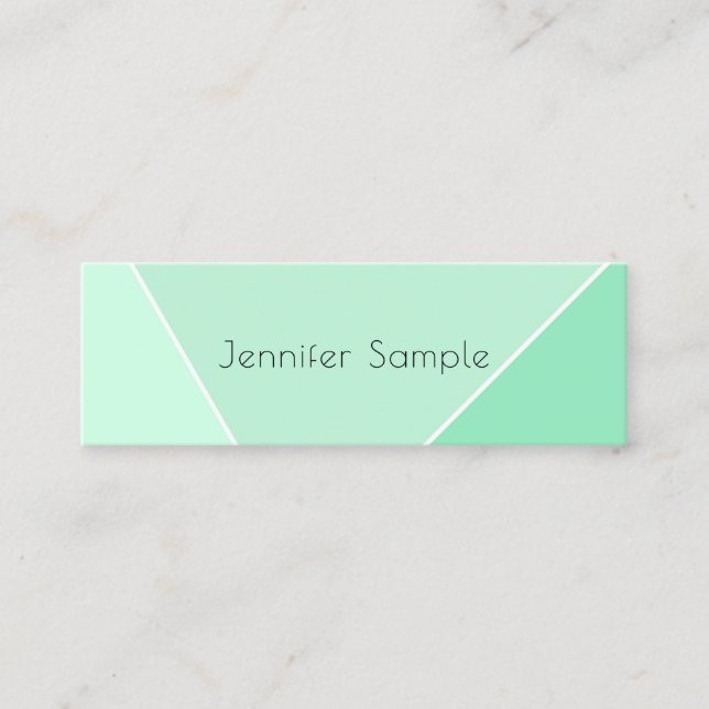 Carte De Visite Mini Moderne Simple Design Élégant Modèle Vert Menthe (Devant)