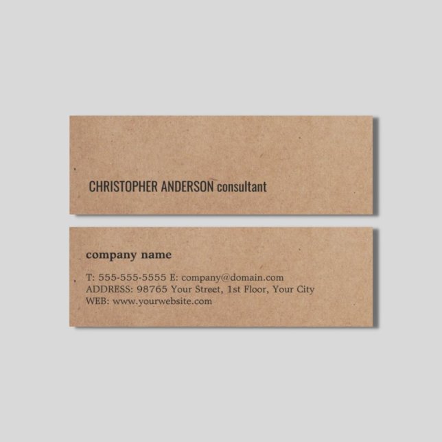 Carte De Visite Mini Moderne Simple Papier Kraft Cool Consultant (Créateur téléchargé)