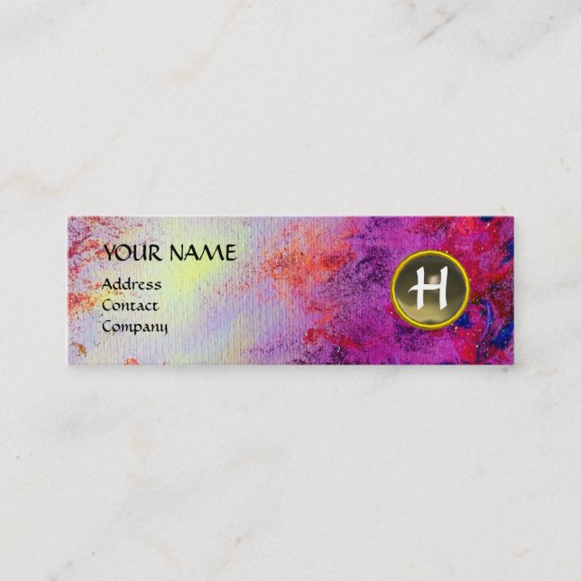 Carte De Visite Mini MON MONOGRAM gris fuchsia violet (Devant)