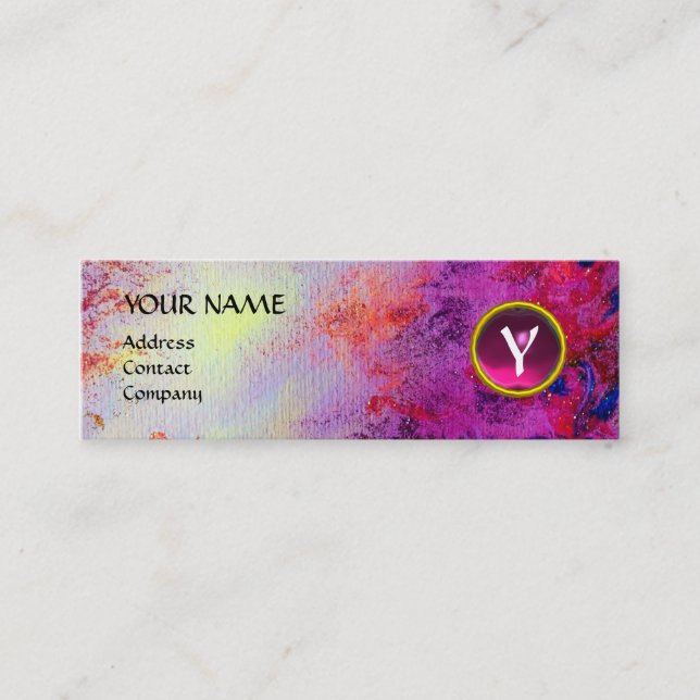 Carte De Visite Mini MON MONOGRAM rose violet fuchsia brillant (Devant)