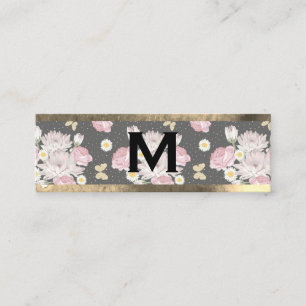 Carte De Visite Mini Monogram Or Fleurs Roses