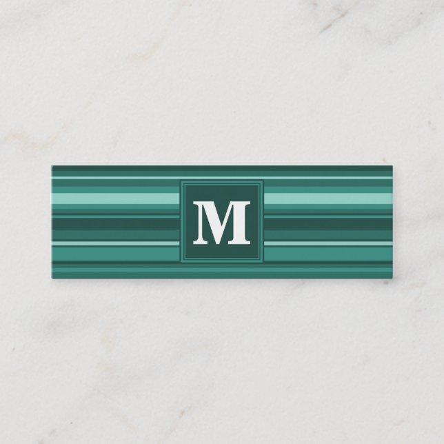 Carte De Visite Mini Monogramme bandes turquoises (Devant)