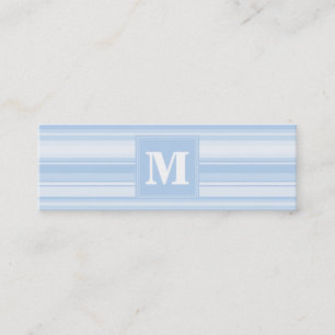 Carte De Visite Mini Monogramme Bleu rayures