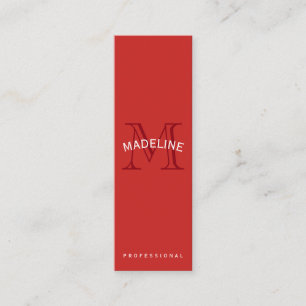 Carte De Visite Mini Monogramme classique rouge avec texte arc