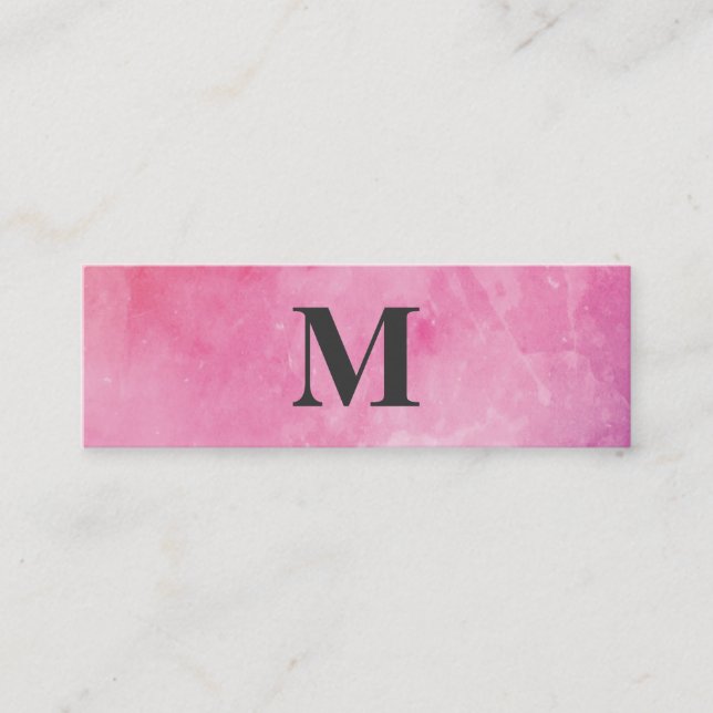 Carte De Visite Mini Monogramme couleur d'eau rose (Devant)