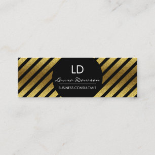 Carte De Visite Mini Monogramme de flamme d'or Cercle et rayures