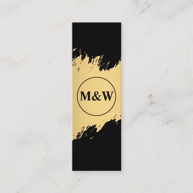 Carte De Visite Mini Monogramme Elegant Faux Gold Grunge (Devant)