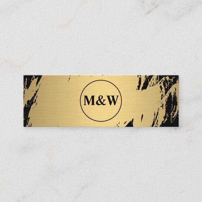 Carte De Visite Mini Monogramme Elegant Faux Gold Grunge (Devant)