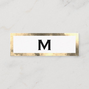 Carte De Visite Mini Monogramme Elegant Faux Golden Border