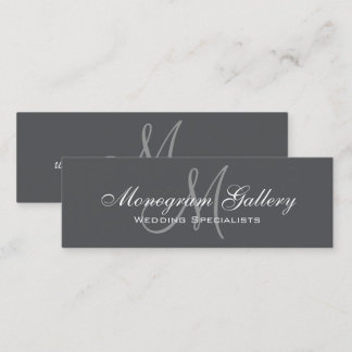 Carte De Visite Mini Monogramme gris simple personnalisable