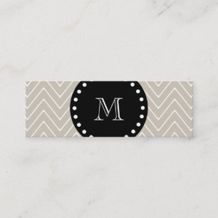Carte De Visite Mini Monogramme noir beige du motif de Chevron