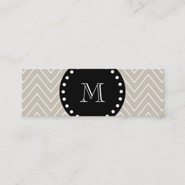 Carte De Visite Mini Monogramme noir beige du motif | de Chevron (Devant)