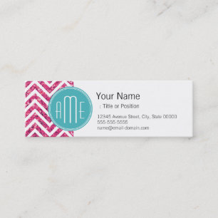 Carte De Visite Mini Monogramme personnalisé Parties scintillant rose