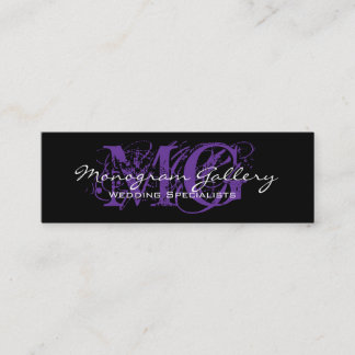 Carte De Visite Mini Monogramme pourpre noir personnalisable