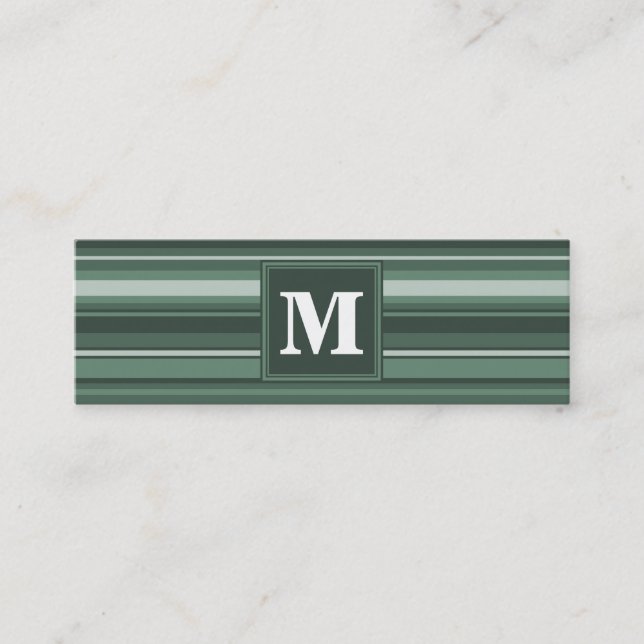 Carte De Visite Mini Monogramme sauge bandes vertes (Devant)