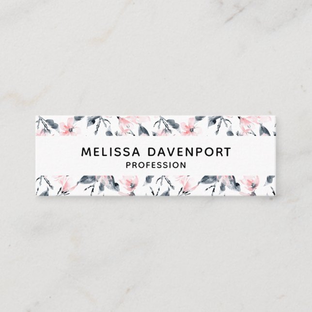 Carte De Visite Mini Motif d'aquarelle rose et gris (Devant)