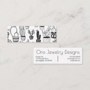Carte De Visite Mini Motif d'art de la ligne Boho Poted Cactus & Succul