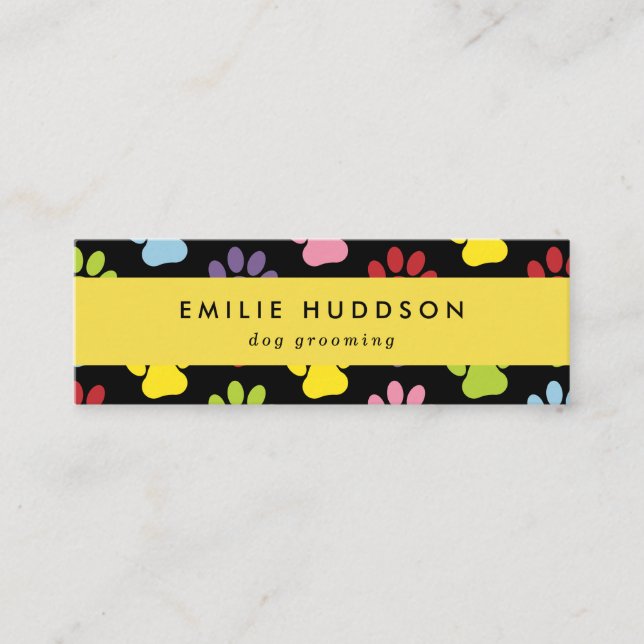 Carte De Visite Mini Motif De Pâtes, Groomer De Chiens, Marcheur De Chi (Devant)