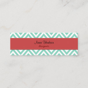 Carte De Visite Mini Motif de zigzag, motif de Chevron - bleu blanc