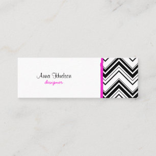 Carte De Visite Mini Motif de zigzag, motif de Chevron - noir blanc