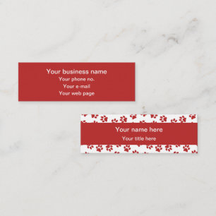 Carte De Visite Mini Motif d'empreintes de pattes, empreintes de pattes