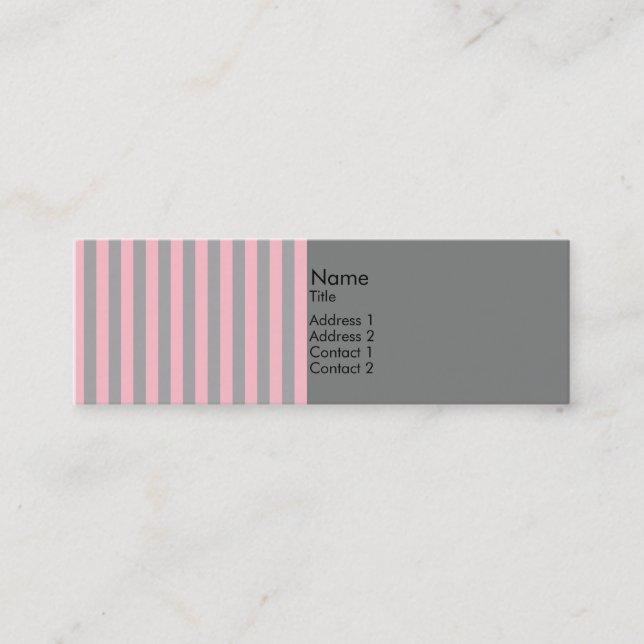 Carte De Visite Mini Motif des rayures rose et gris (Devant)