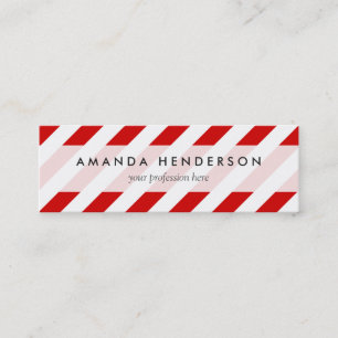 Carte De Visite Mini Motif diagonal rouge et blanc de rayures