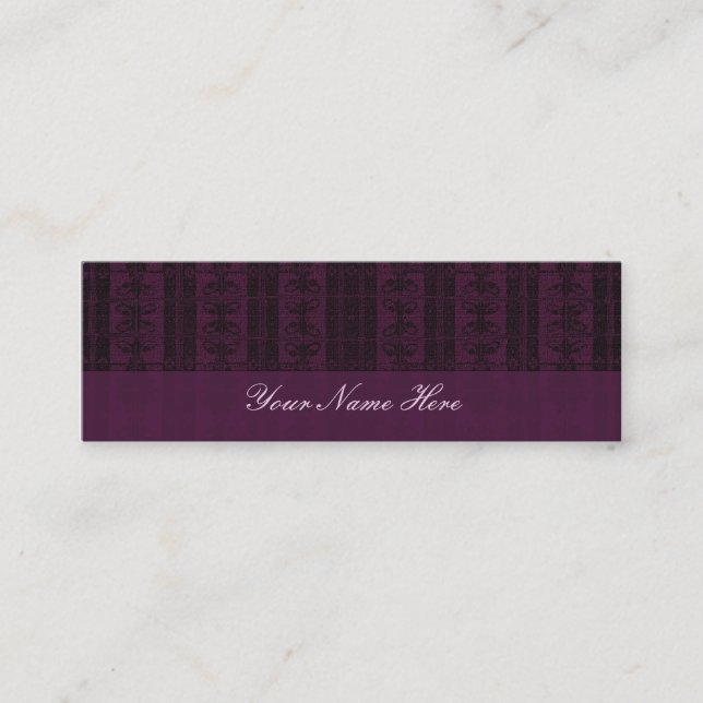 Carte De Visite Mini Motif élégant noir pourpre (Devant)