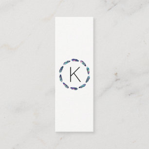 Carte De Visite Mini Motif en plume stellaire avec Monogramme