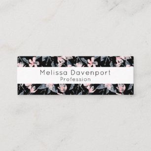 Carte De Visite Mini Motif floral aquarelle rose et gris