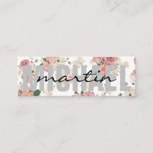 Carte De Visite Mini Motif floral de texte gras et cursif