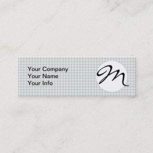 Carte De Visite Mini Motif Gingham Bleu Clair Imprimé Carreaux Classiqu