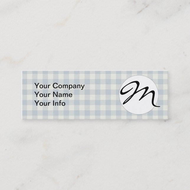 Carte De Visite Mini Motif Gingham Bleu Clair Imprimé Carreaux Classiqu (Devant)