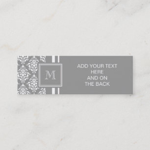 Carte De Visite Mini Motif gris 1 de damassé avec le monogramme