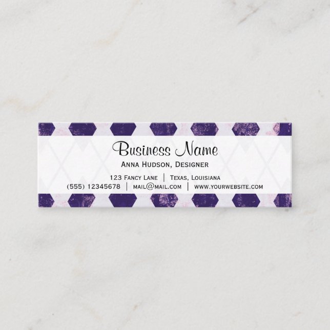 Carte De Visite Mini Motif Jacquard, Motif Rhombus, Jacquard violet (Devant)