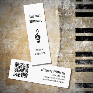 Carte De Visite Mini Music Teacher Code QR Simple Treble Clef