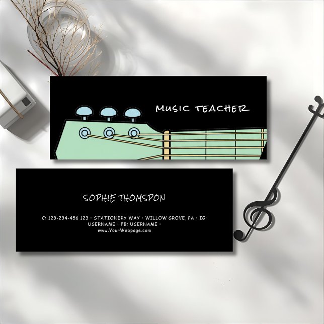 Carte De Visite Mini Music teacher guitar private lessons (Créateur téléchargé)