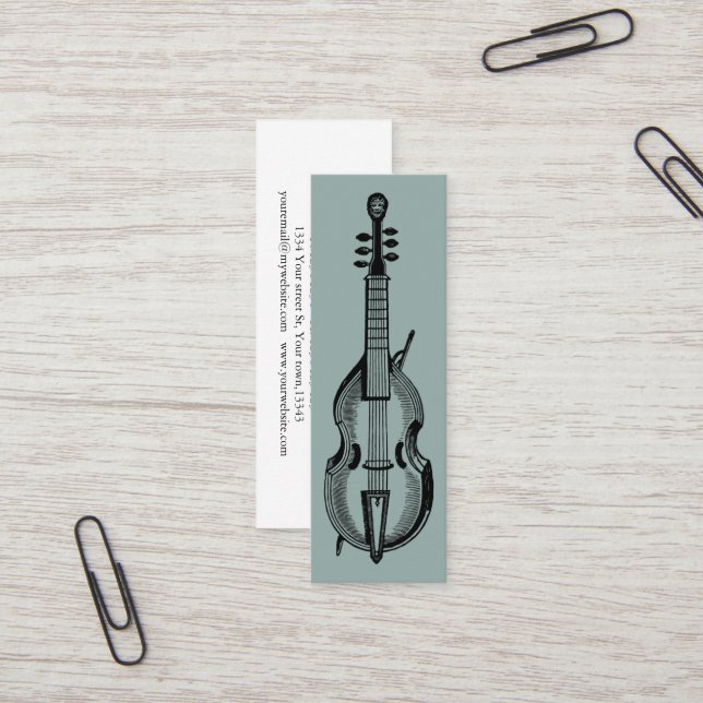 Carte De Visite Mini Music Treble Clef Chrome Personalized Mini Mini Bu (Devant/Arrière en situation)