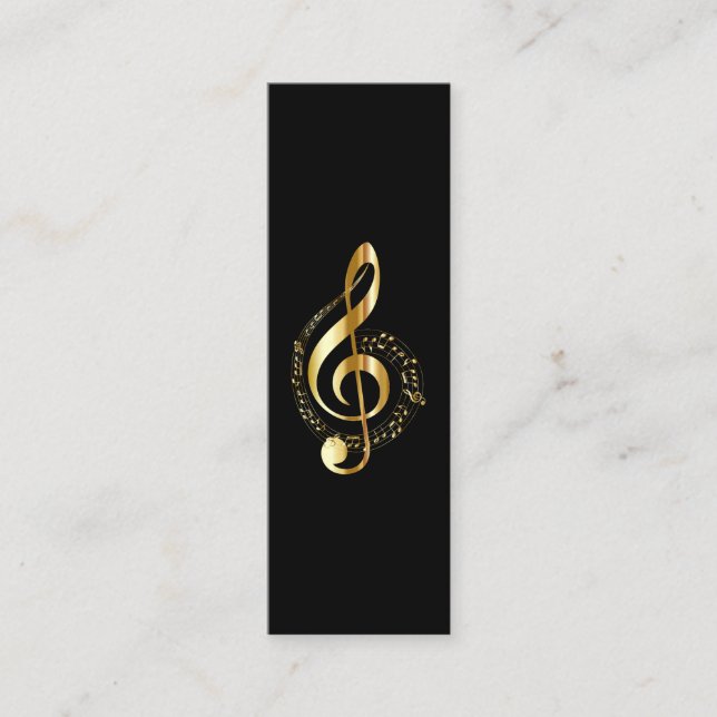 Carte De Visite Mini Music Treble Clef Chrome Personnalisé Mini (Devant)
