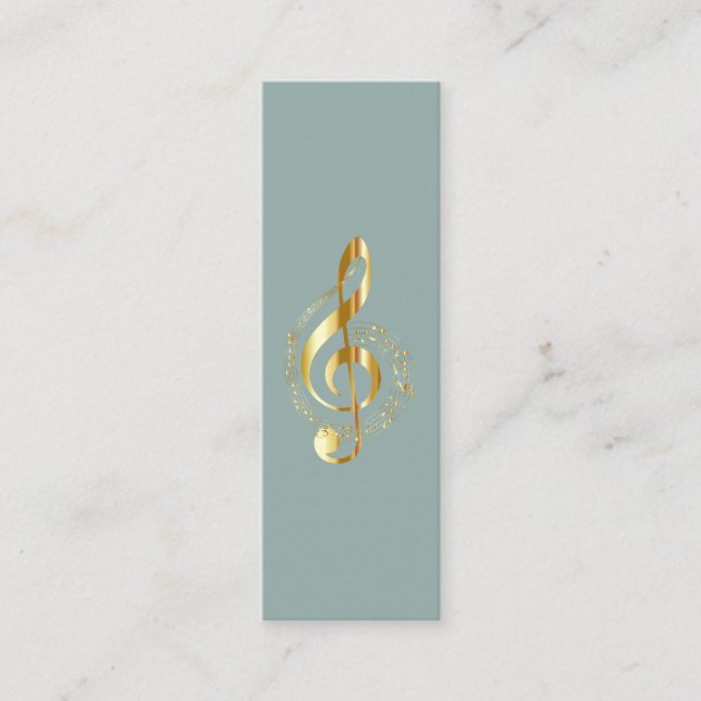 Carte De Visite Mini Music Treble Clef Chrome Personnalisé Mini (Devant)