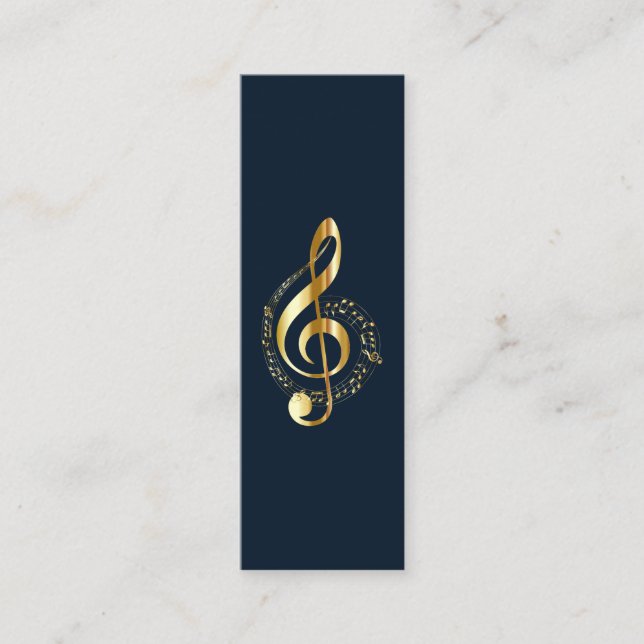 Carte De Visite Mini Music Treble Clef Chrome Personnalisé Mini (Devant)
