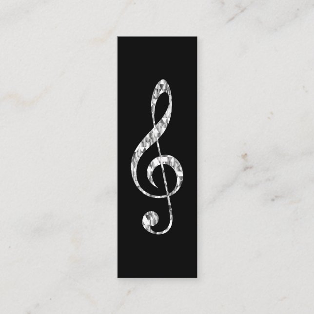 Carte De Visite Mini Music Treble Clef Chrome Personnalisé Mini (Devant)