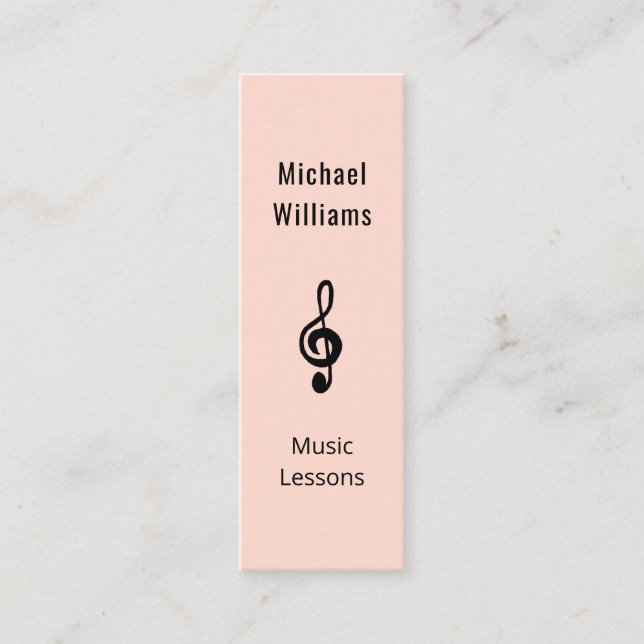 Carte De Visite Mini Musique Enseignant QR code Treble Clef Rose Gold (Devant)