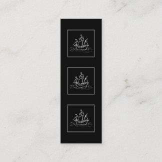 Carte De Visite Mini Navire pirate. Galleon noir et blanc.